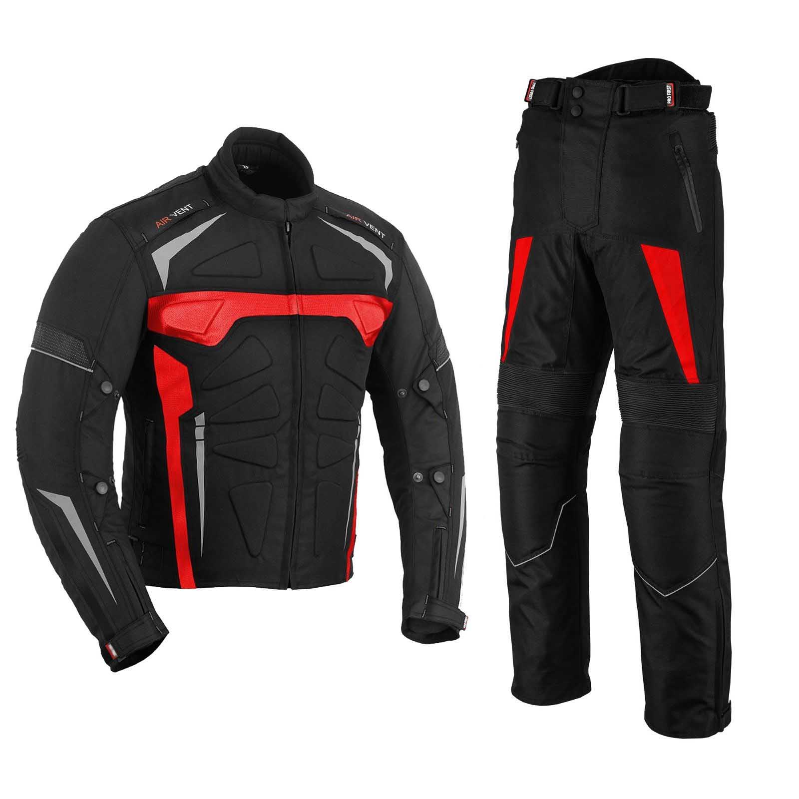 Motorcycle-Clothing-Cordura-Jacket-Trousers-Suit-Biker-Red
